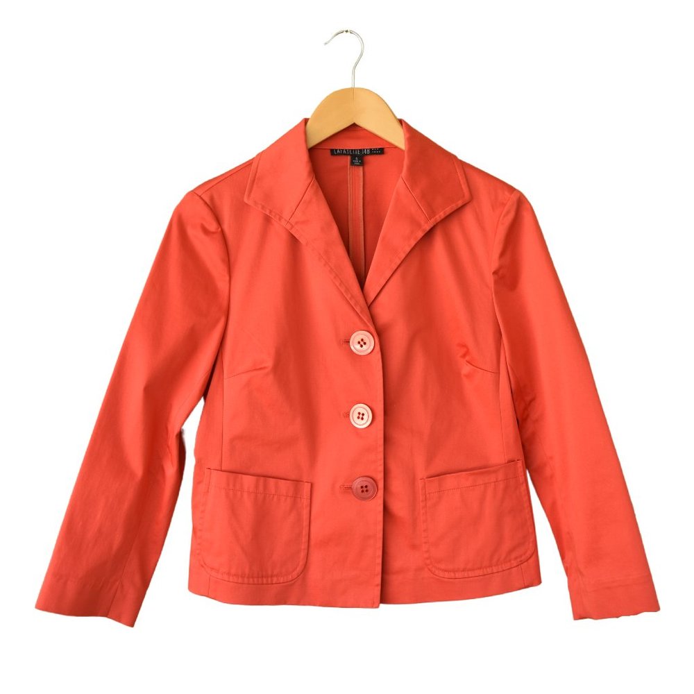 LAFAYETTE 148 Orange Blazer Jacket Cotton Sateen